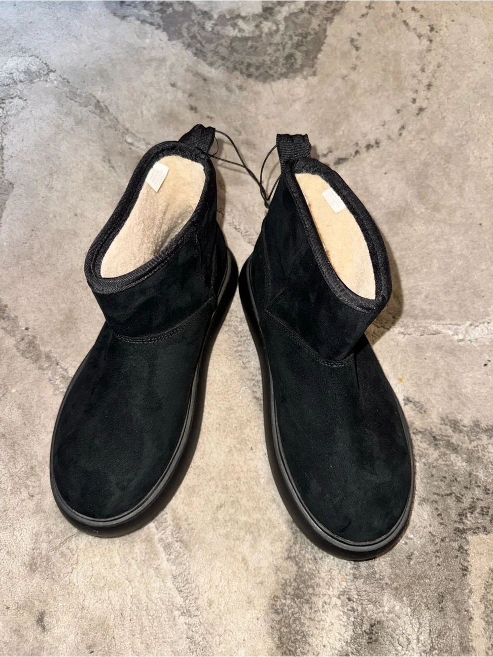 Forever 21 Kids Black Faux-Suede Ankle Boots with Cream Lining